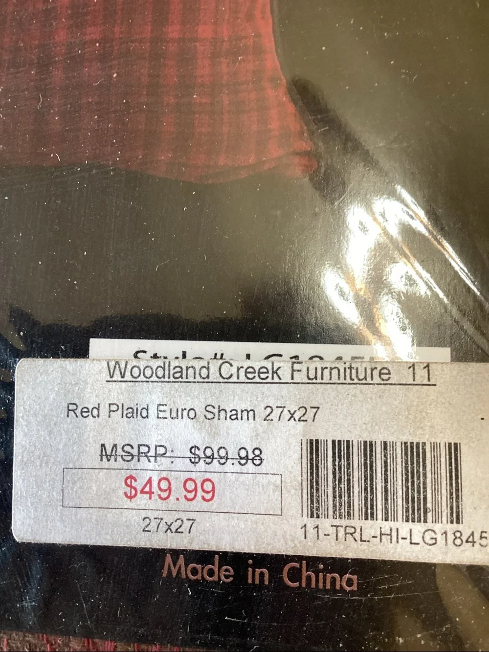 BNWT Luxurious Rustic Reversible Euro Sham 27” x 27”
